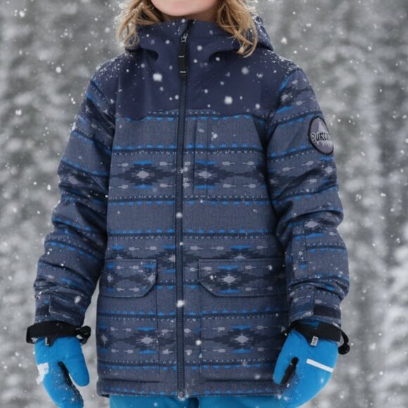 BURTON DRYRIDE jacket boys M snowboard ski blue Aztec waterproof outdoor hiking - Picture 1 of 11